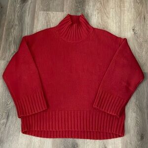 COS Chunky Pure Cashmere Turtleneck Sweater Red Mock Neck Womens Small S